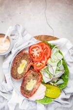 Keto cheese-burger meatloaf with BBQ mayo