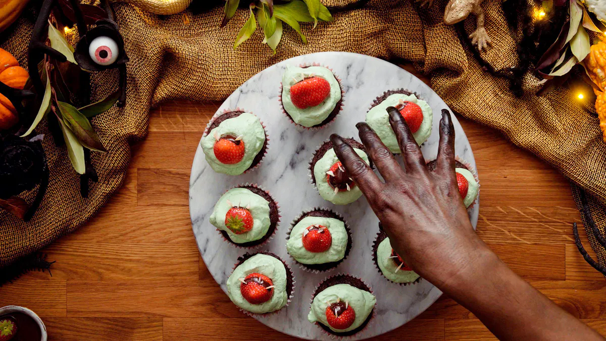 Keto chocolate monster cupcakes