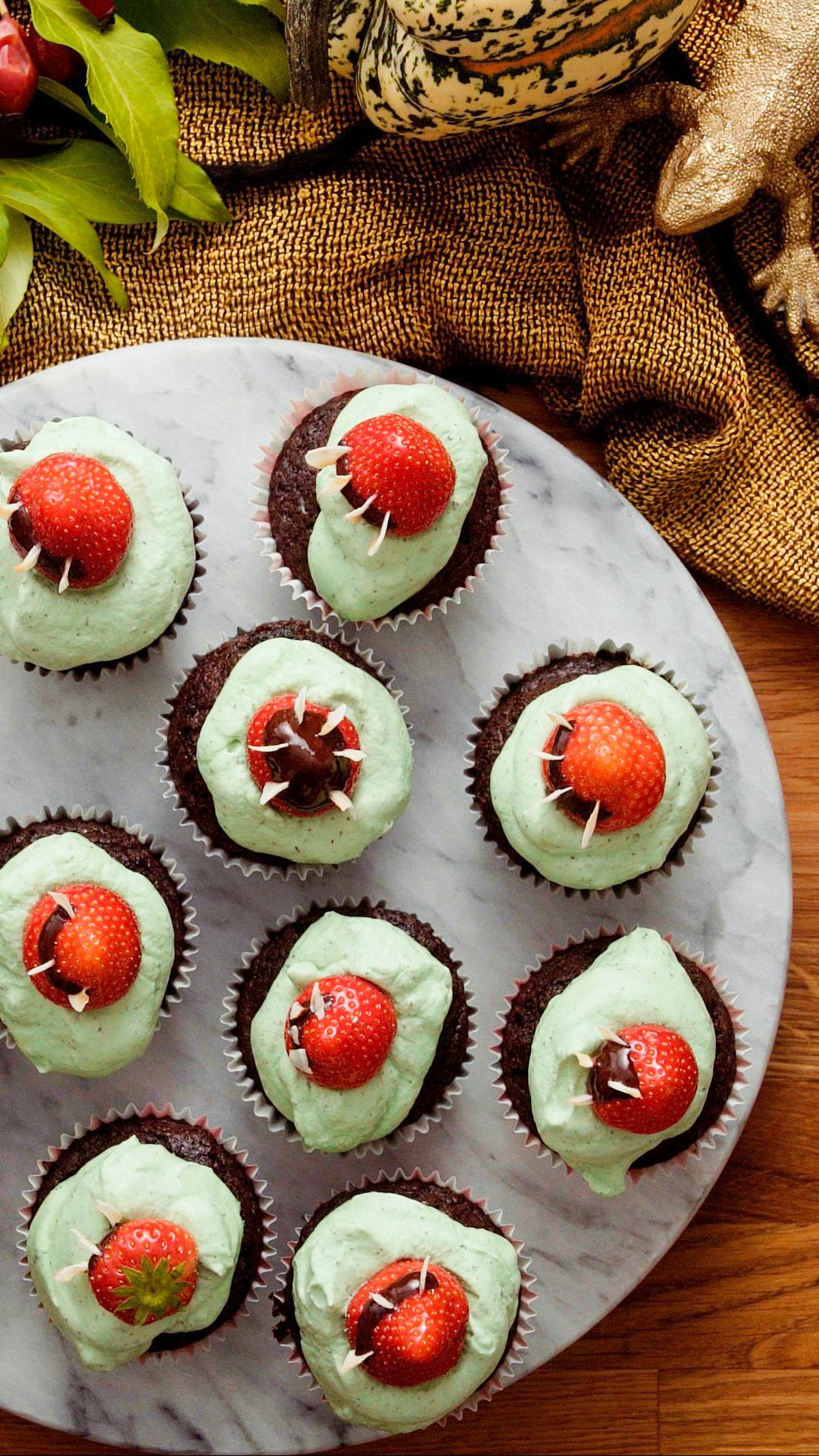 Keto chocolate monster cupcakes