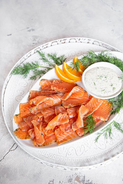 Keto orange-cured salmon with dill and mustard mayo