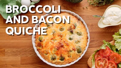Crustless keto broccoli and bacon quiche