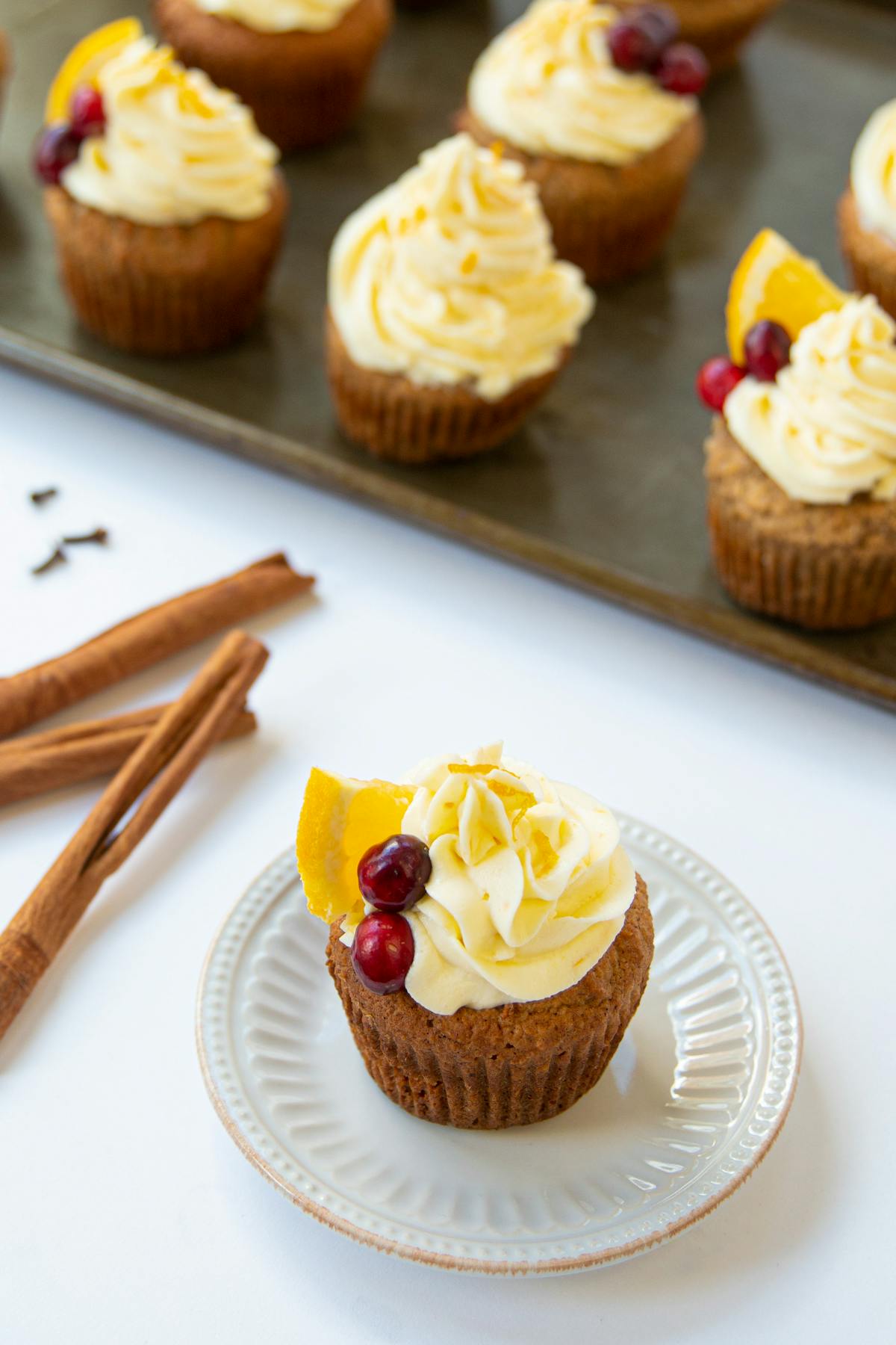 Keto Christmas cupcakes with orange frosting