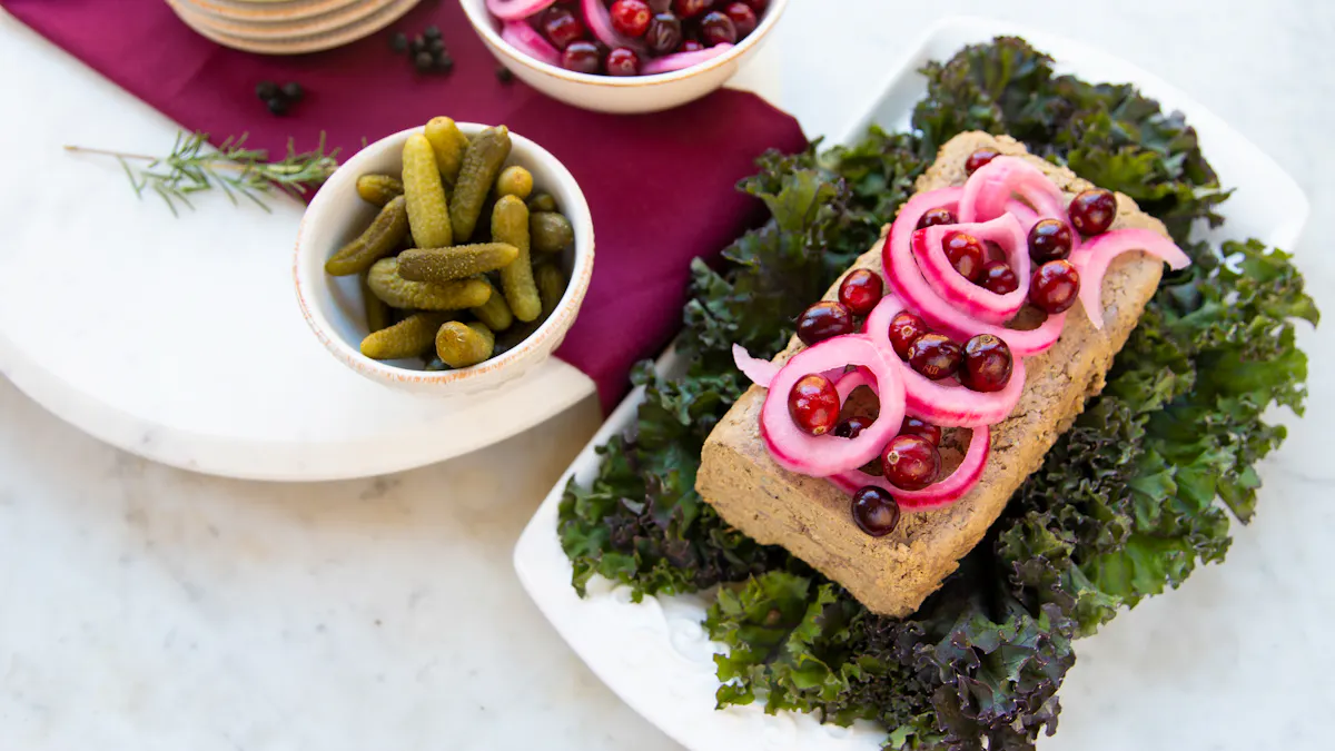 Low-carb Christmas pâté with cranberry-pickled red onions