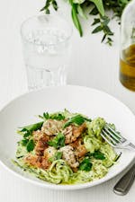 Keto avocado Alfredo sauce with zoodles and chicken