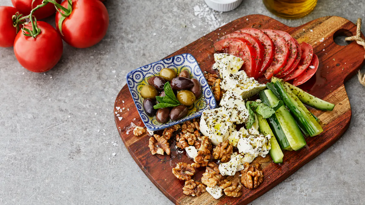 Low carb vegetarian Mediterranean breakfast plate