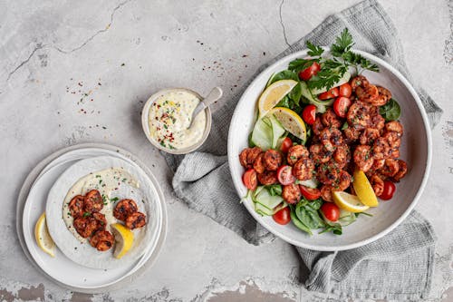 BBQ shrimp with lemon herb aioli