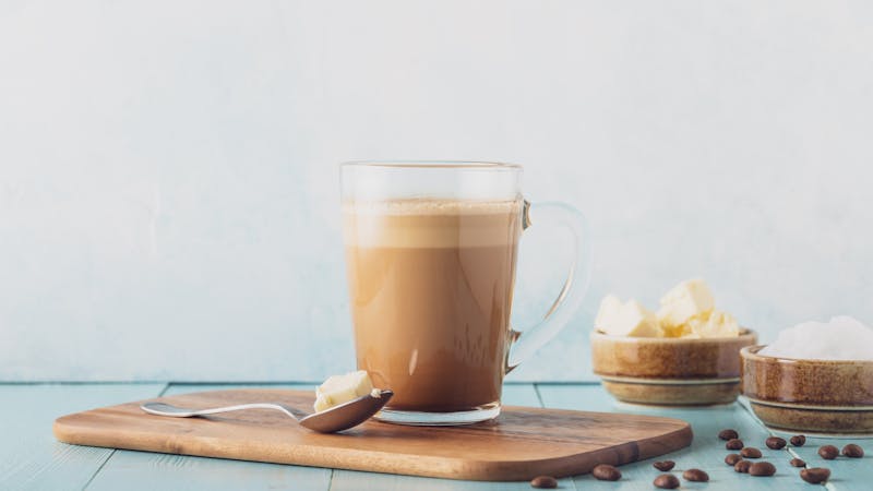 Bulletproof coffee, blended with organic butter and MCT coconut oil