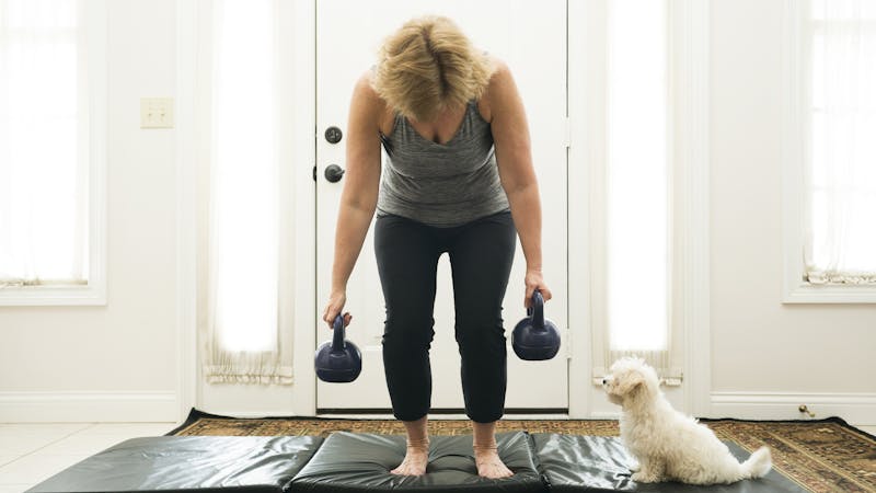 Exercising at home with a puppy