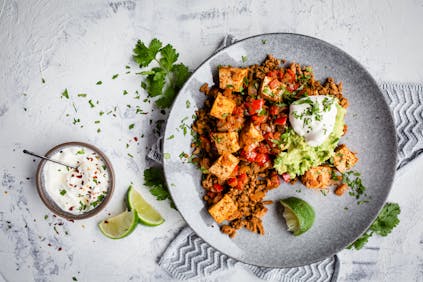 Egg-free low carb Mexican breakfast scramble