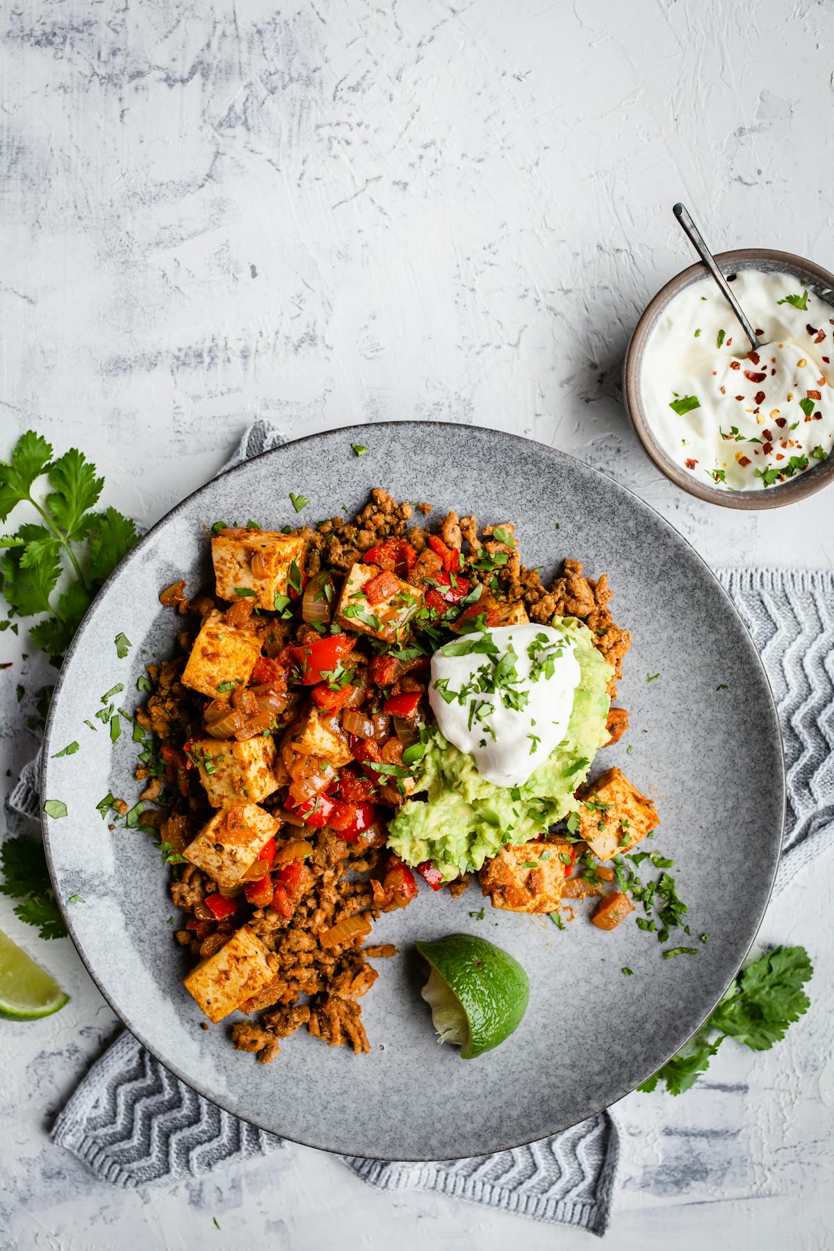 Egg-free low carb Mexican breakfast scramble