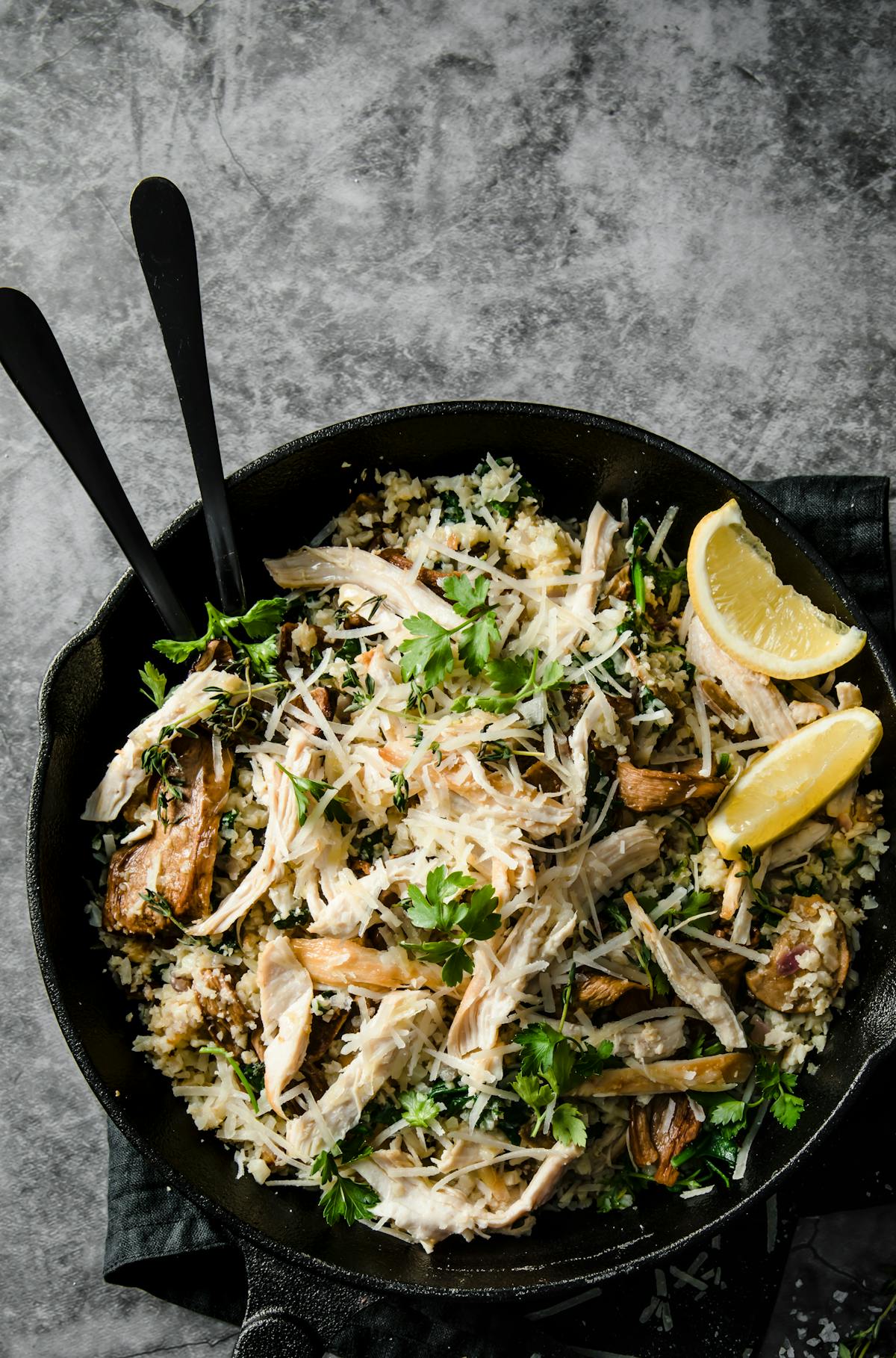 Wild mushroom chicken risotto