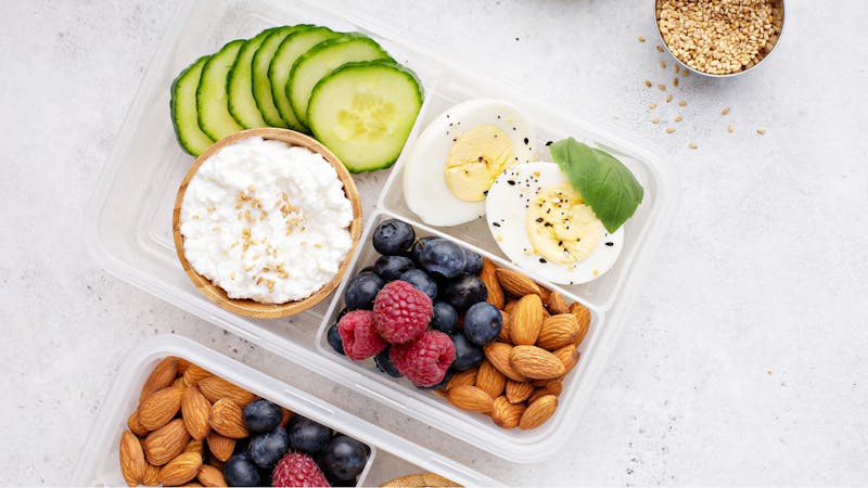 Lunch or snack box with high protein food