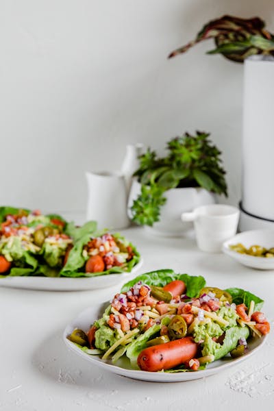 Loaded keto turkey dogs with guacamole