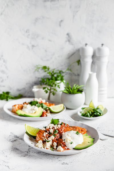 Pan-seared cod in salsa with queso fresco
