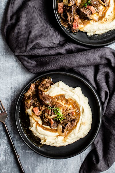 Sautéed chicken livers with creamy cauli mash