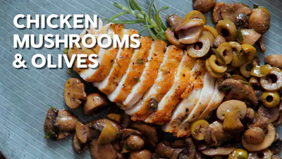 Chicken with olives and mushrooms
