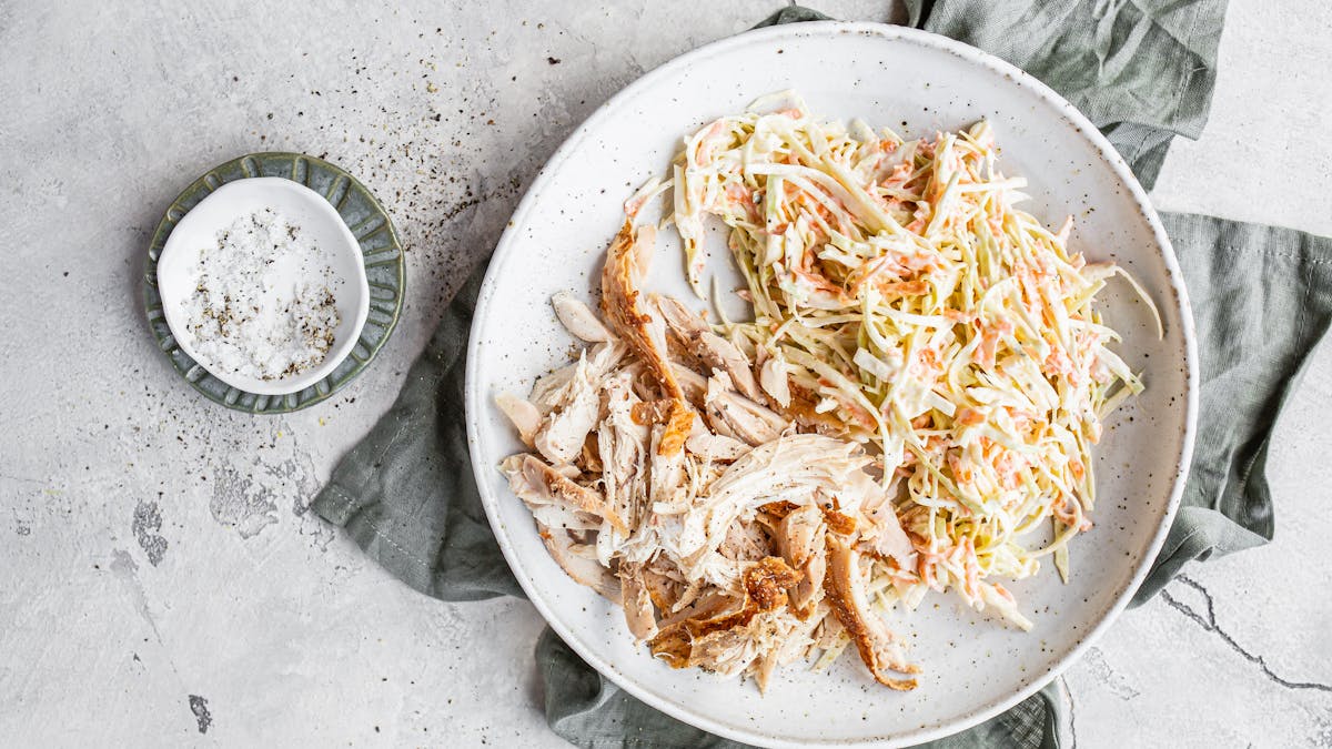 Keto rotisserie chicken with ranch coleslaw