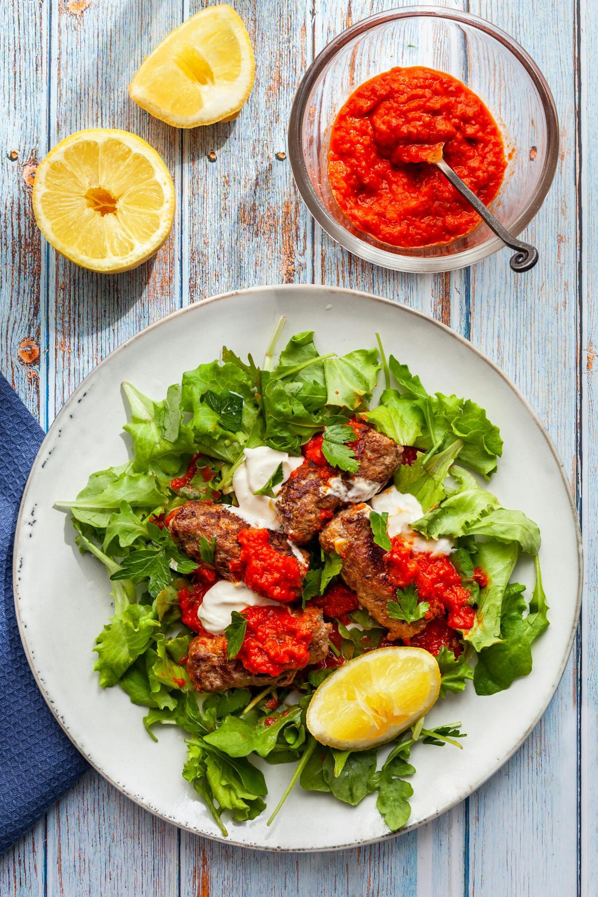 Low carb cevapcici with kaymak and ajvar