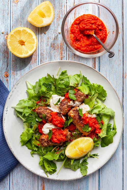 Low carb cevapcici with kaymak and ajvar