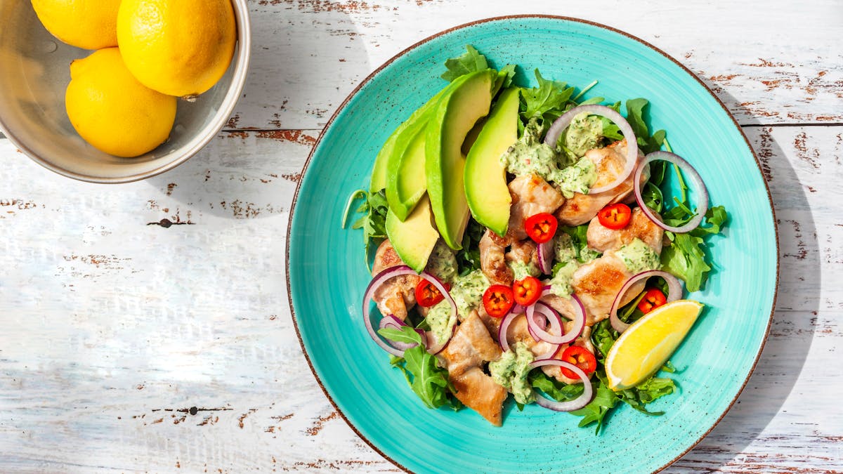 Keto chicken salad with a creamy chimichurri dressing