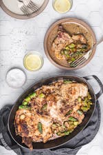 Keto pork chops with asparagus and herbed butter