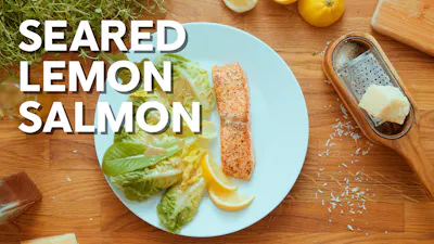 Seared lemon butter salmon with Italian salad