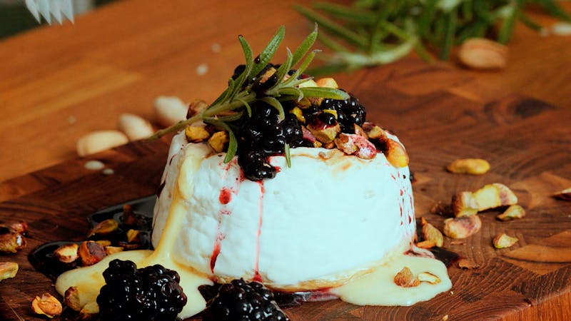 Keto baked goat cheese with blackberries