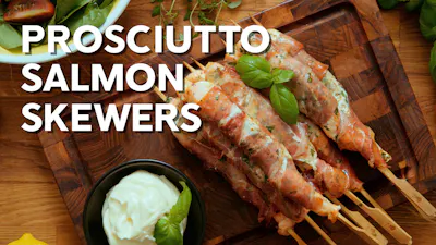 Prosciutto-wrapped salmon skewers
