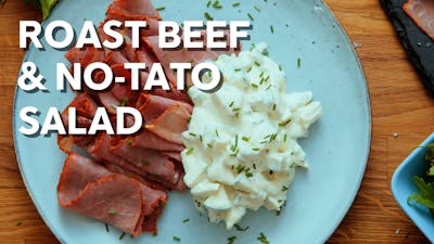 Roast beef with keto no-tato salad