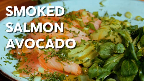 Smoked salmon with avocado and watercress