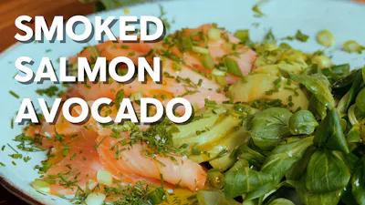 Smoked salmon with avocado and watercress