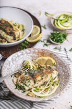 Parmesan-crusted keto fish with zoodles