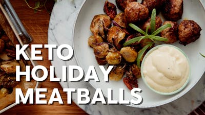 Keto holiday turkey meatballs with roasted Brussels sprouts