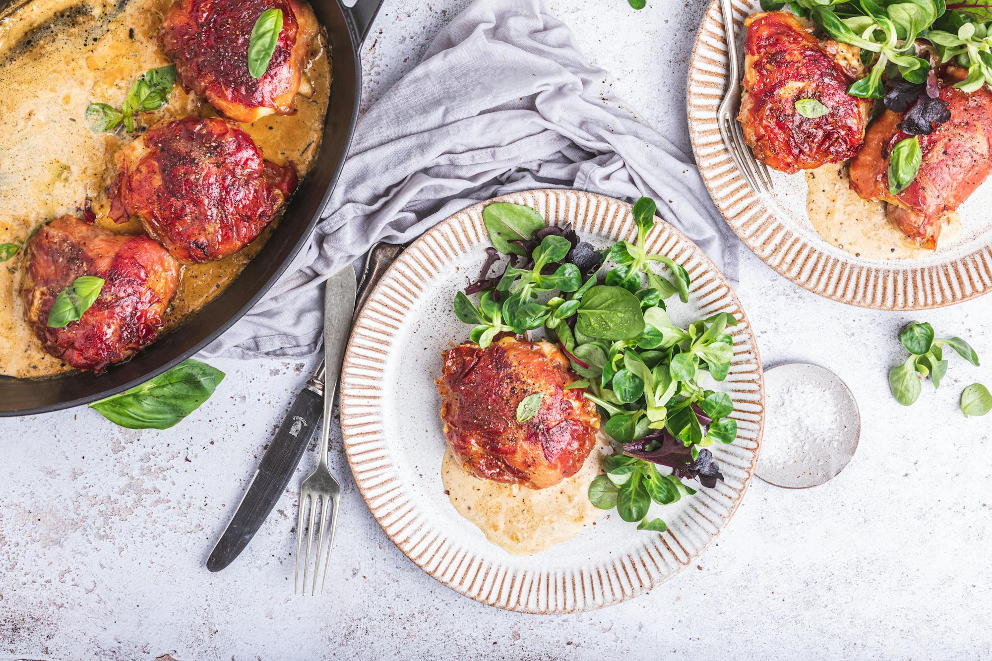 ProsciuttoWrapped Chicken Thighs Recipe Diet Doctor