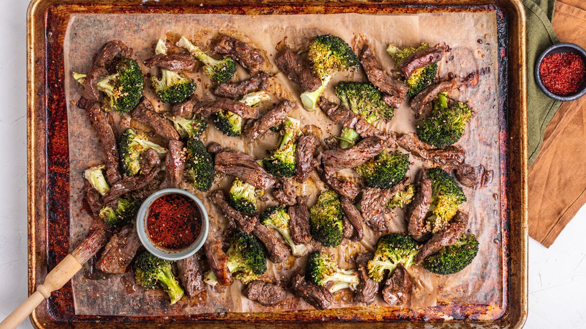 Asian beef and broccoli sheet pan