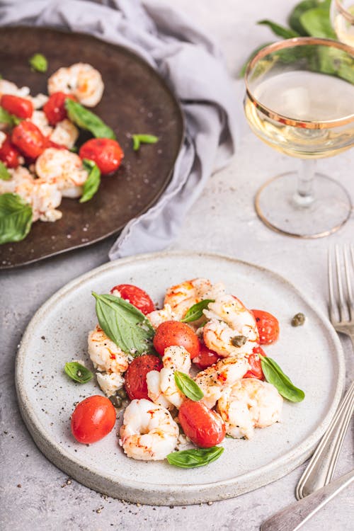 Garlic butter shrimp and tomato sheet pan
