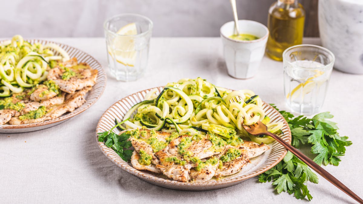 Chimichurri chicken with zoodles