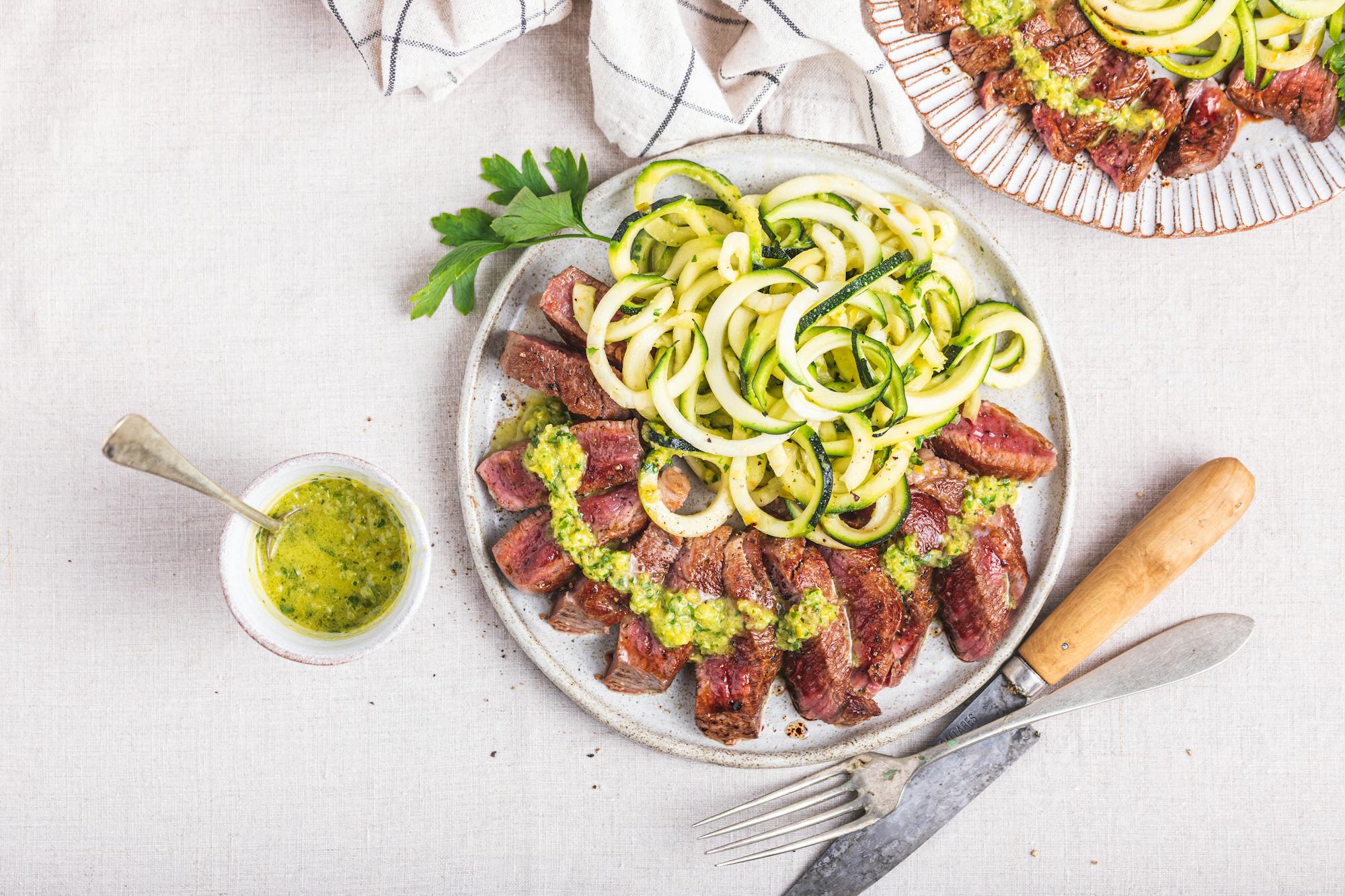 Chimichurri Steak with Zoodles Keto Recipe Diet Doctor