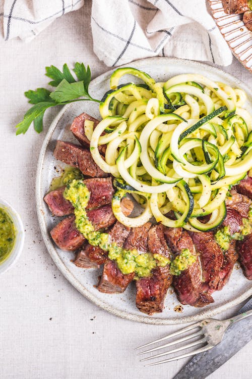 Chimichurri steak with zoodles
