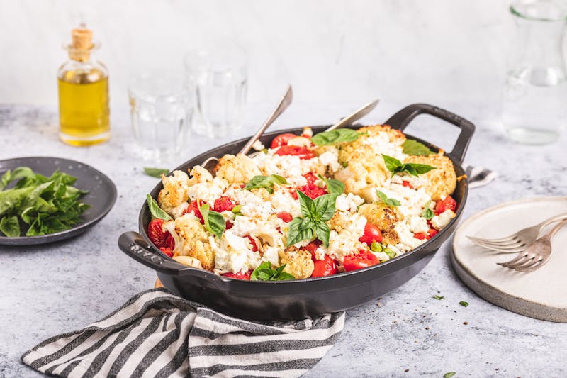 OnePan Feta & Cauliflower Bake Vegetarian Recipe Diet Doctor