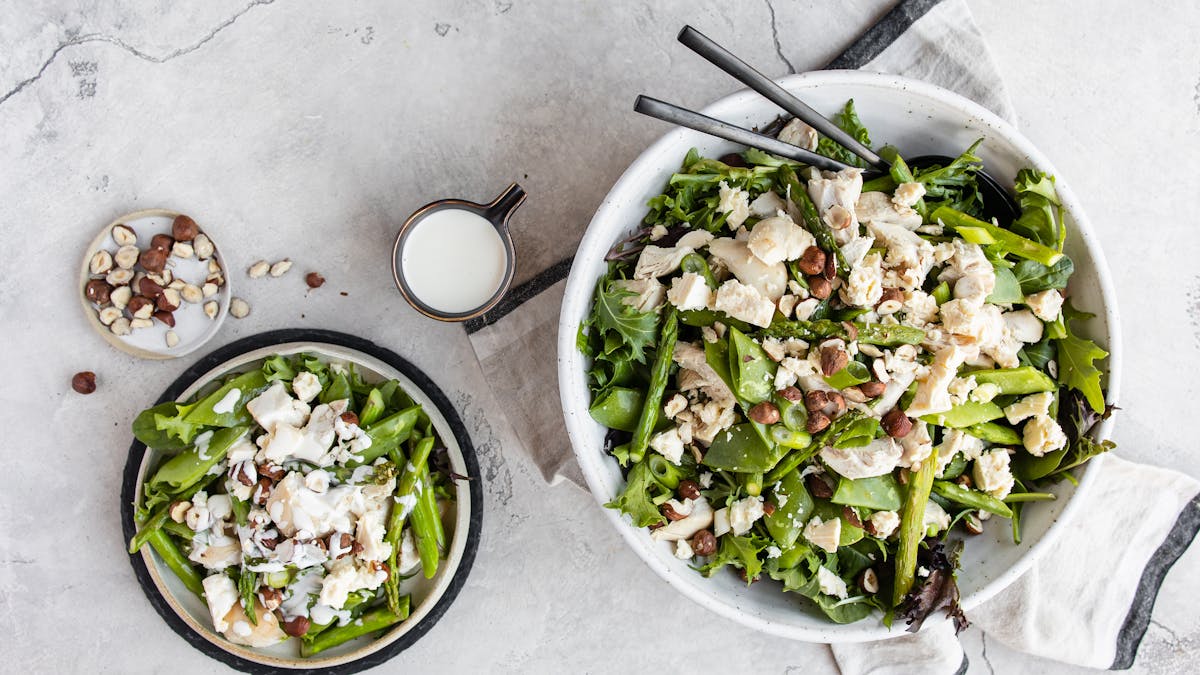 Chicken, asparagus & feta salad