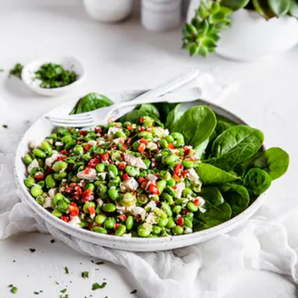 vegetarian plate with edamame