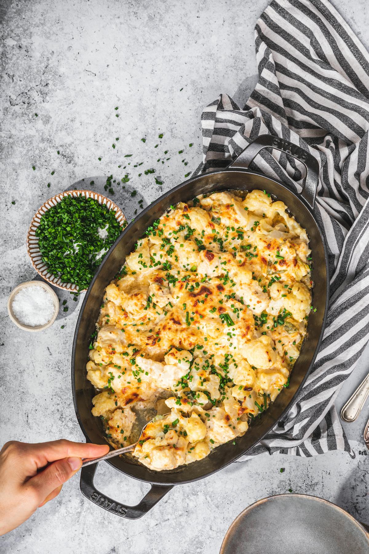 Buffalo chicken & cauliflower casserole