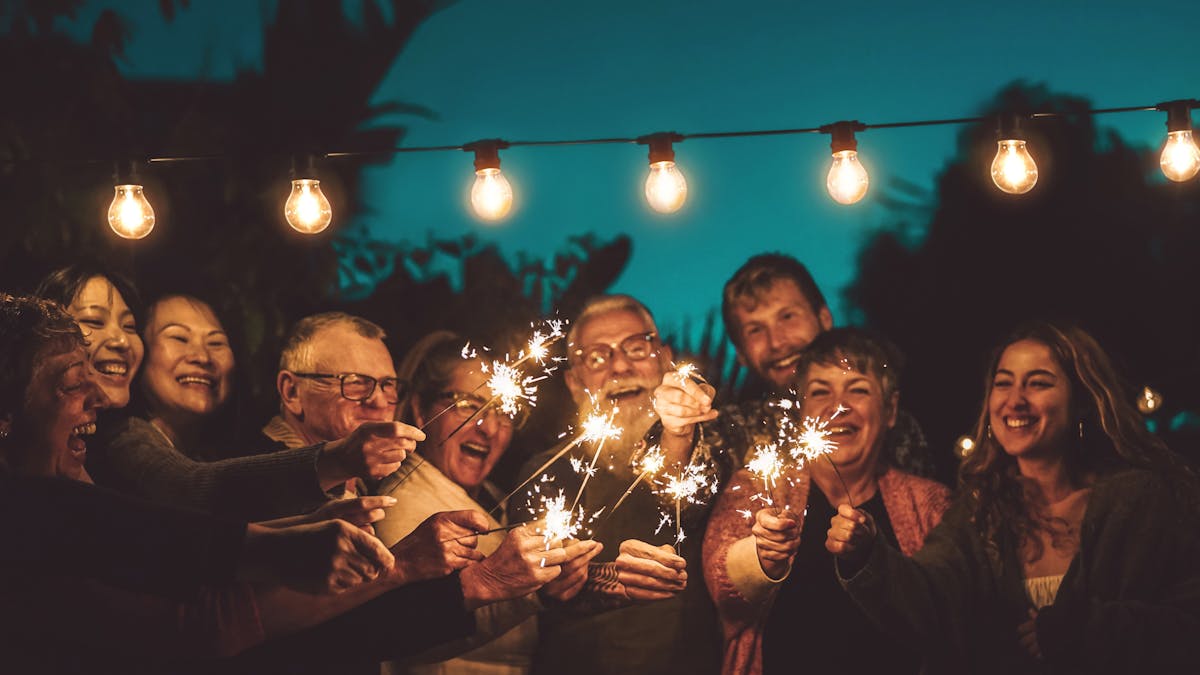 A group of people celebrating. 