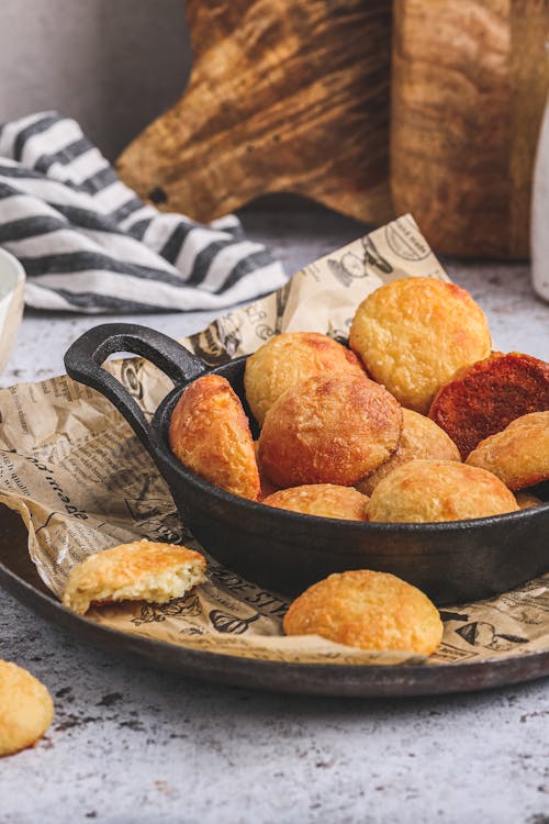 Air fryer cheesy dough bites with tzatziki