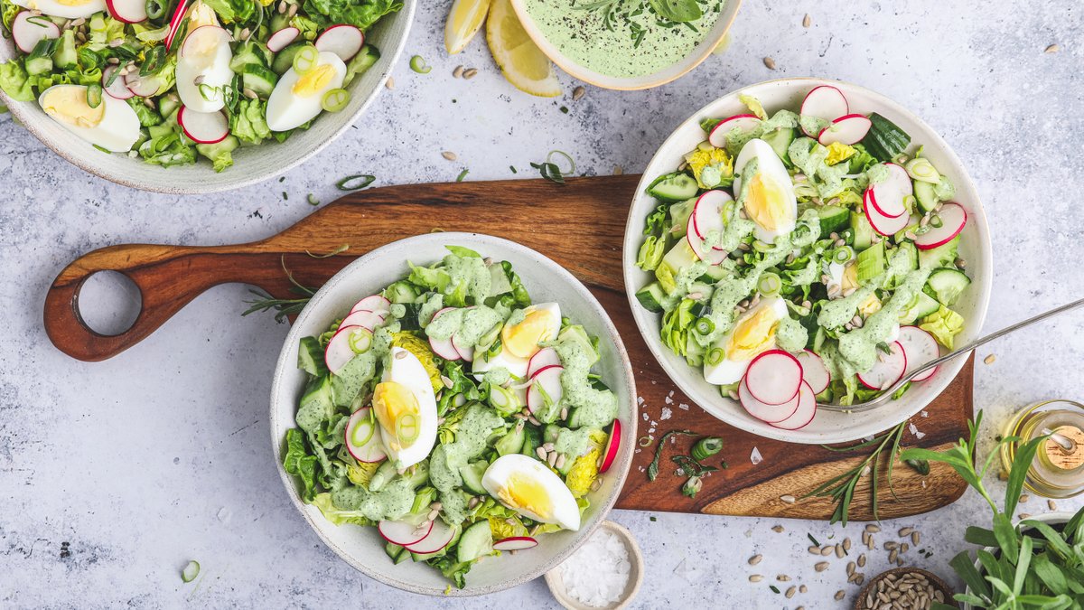 Chopped salad with green goddess dressing