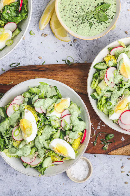 Chopped salad with green goddess dressing