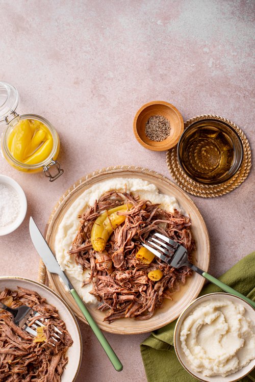 Mississippi pot roast with cauliflower mash