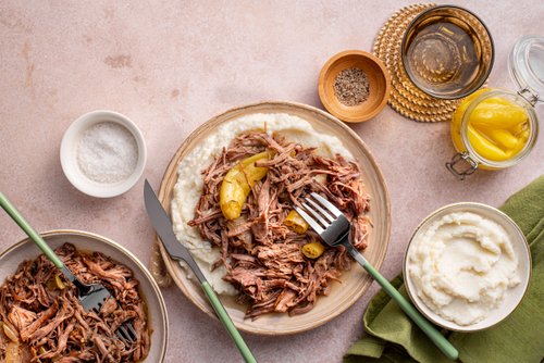 Mississippi pot roast with cauliflower mash