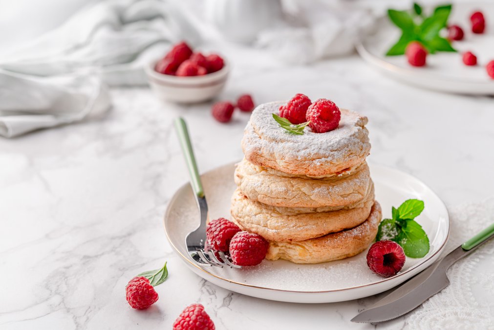 Fluffy Japanese-inspired low carb pancakes with cottage cheese
